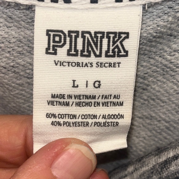 Victoria's Secret PINK Leopard Cowl Neck Pullover Marl Gray Logo NWOT - Picture 6 of 8